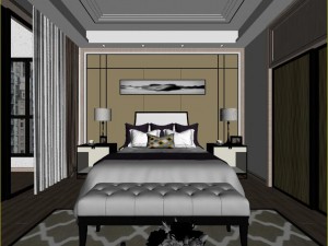 panorama chinese style family bedroom space 05 3D 모델