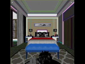 panorama chinese style family bedroom space 05 3D 모델