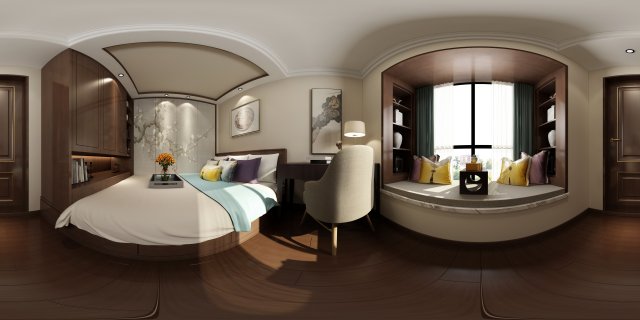 panorama chinese style family bedroom space 06 3D Model .c4d .max .obj .3ds .fbx .stl .blend 