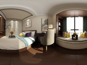 panorama chinese style family bedroom space 06 3D मॉडल