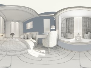 panorama chinese style family bedroom space 06 3D Model