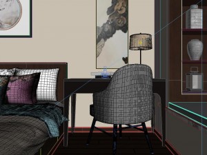 panorama chinese style family bedroom space 06 3D Model