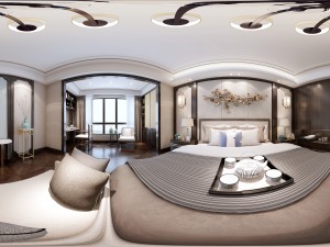 panorama chinese style family bedroom space 07 3D Model