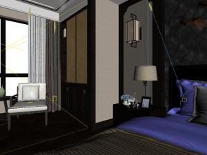 panorama chinese style family bedroom space 07 3Dモデル