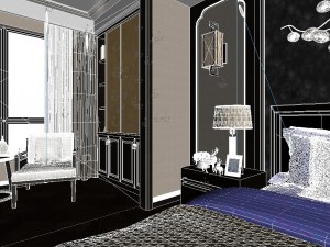 panorama chinese style family bedroom space 07 3Dモデル