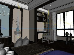 panorama chinese style family bedroom space 07 3Dモデル