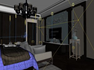 panorama chinese style family bedroom space 07 3Dモデル