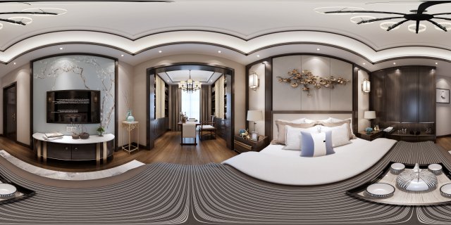 panorama chinese style home bedroom space 08 3D Model .c4d .max .obj .3ds .fbx .stl .blend 