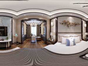 panorama chinese style home bedroom space 08 3D Model