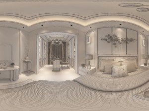 panorama chinese style home bedroom space 08 3D Model