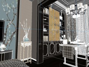panorama chinese style home bedroom space 08 3D Model