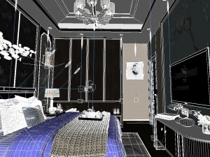 panorama chinese style home bedroom space 08 3D Model