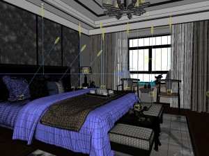 panorama chinese style home bedroom space 09 Modelo 3D