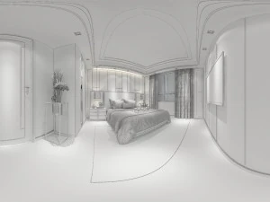 panorama chinese style family bedroom space 10 3D Model