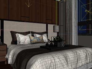 panorama chinese style family bedroom space 10 3Dモデル