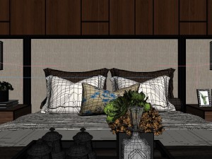 panorama chinese style family bedroom space 10 3Dモデル