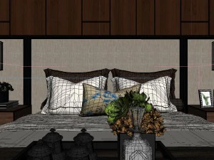 panorama chinese style family bedroom space 10 3D Model