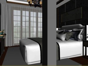 panorama chinese style family bedroom space 11 3D Model
