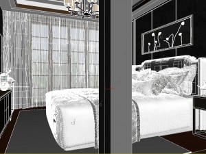 panorama chinese style family bedroom space 11 3D Модель