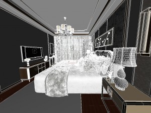 panorama chinese style family bedroom space 11 3D Модель
