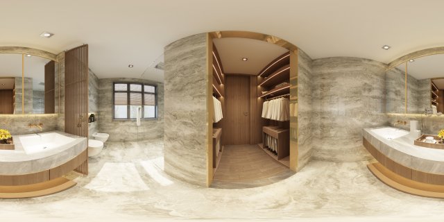 panorama chinese style bathroom toilet space 01 Modèle 3D .c4d .max .obj .3ds .fbx .stl .blend 