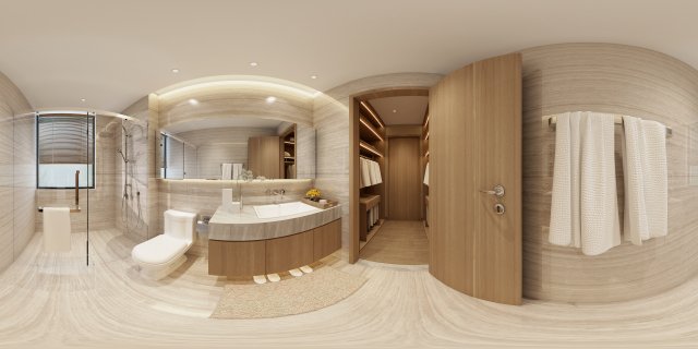 panorama chinese style bathroom toilet space 02 3Dモデル .c4d .max .obj .3ds .fbx .stl .blend 