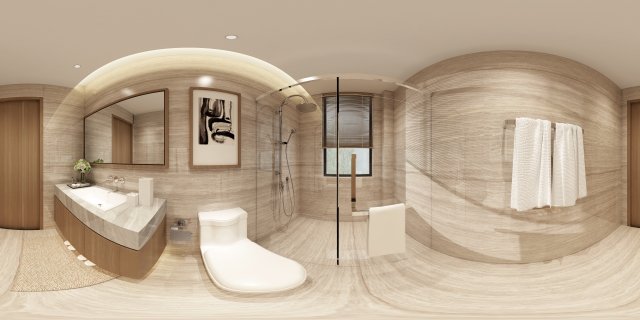 panorama chinese style bathroom toilet space 03 Modelo 3D .c4d .max .obj .3ds .fbx .stl .blend 