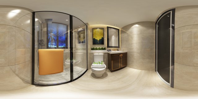 panorama chinese style bathroom toilet space 04 Model 3D .c4d .max .obj .3ds .fbx .stl .blend 
