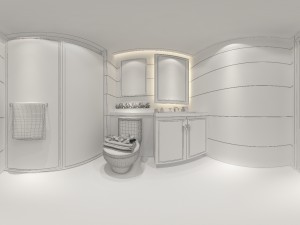 panorama chinese style bathroom toilet space 04 Model 3D