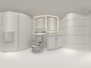panorama chinese style bathroom toilet space 04 3D Model