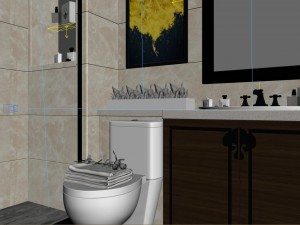 panorama chinese style bathroom toilet space 04 Model 3D