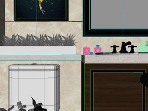 panorama chinese style bathroom toilet space 04 3D Model