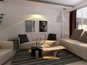 white concise continental living room restaurant 1767 3D Model