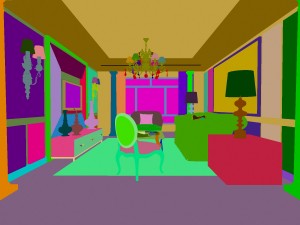 white concise continental living room restaurant 1767 Modello 3D