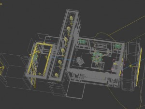 white concise continental living room restaurant 1767 Modello 3D