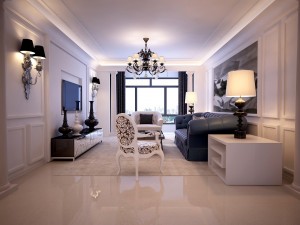 white concise continental living room restaurant 1767 Modello 3D