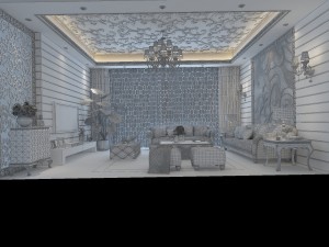 white fashion simple european living room 1732 3D Model