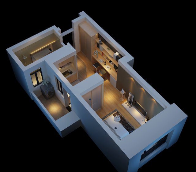 single apartment - aerial view 01 3D मॉडल .c4d .max .obj .3ds .fbx .stl .blend 
