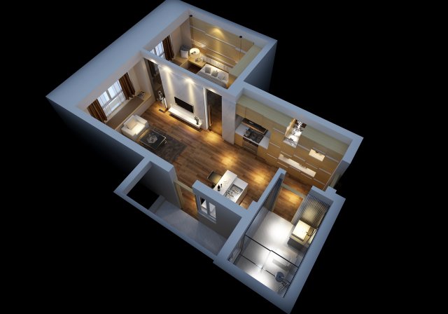 single apartment - aerial view 02 3D Model .c4d .max .obj .3ds .fbx .stl .blend 