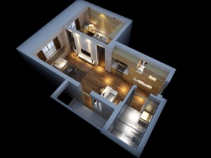 single apartment - aerial view 02 3D Model
