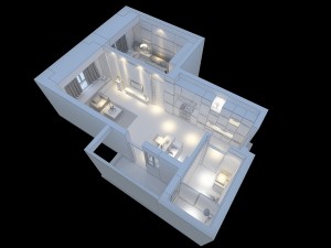 single apartment - aerial view 02 3D Model