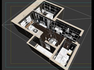 single apartment - aerial view 02 3D Model