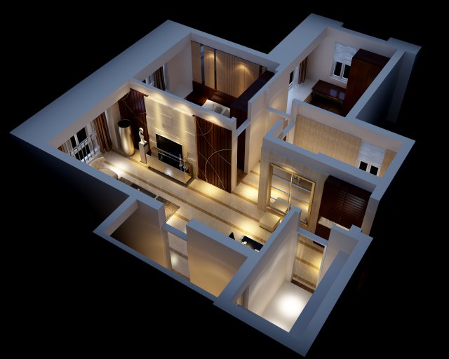 single apartment - aerial view 03 3D 模型 .c4d .max .obj .3ds .fbx .stl .blend 