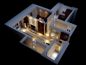 single apartment - aerial view 03 3D 모델