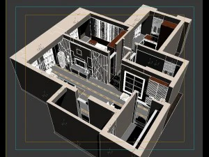single apartment - aerial view 03 3D Model