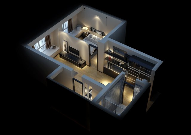 single apartment - aerial view 04 Modelo 3D .c4d .max .obj .3ds .fbx .stl .blend 