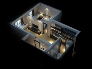 tek kişilik daire - havadan görünüm 04 3D Model