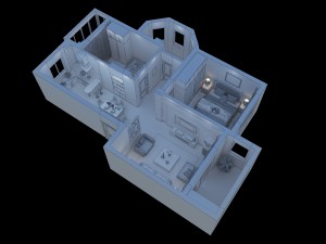 single apartment - aerial view 05 3D 모델