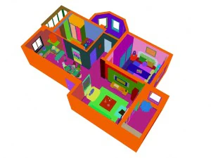 single apartment - aerial view 05 3D Model