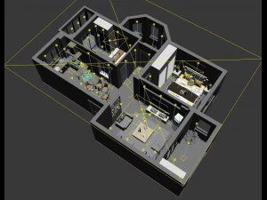 single apartment - aerial view 05 3D Model